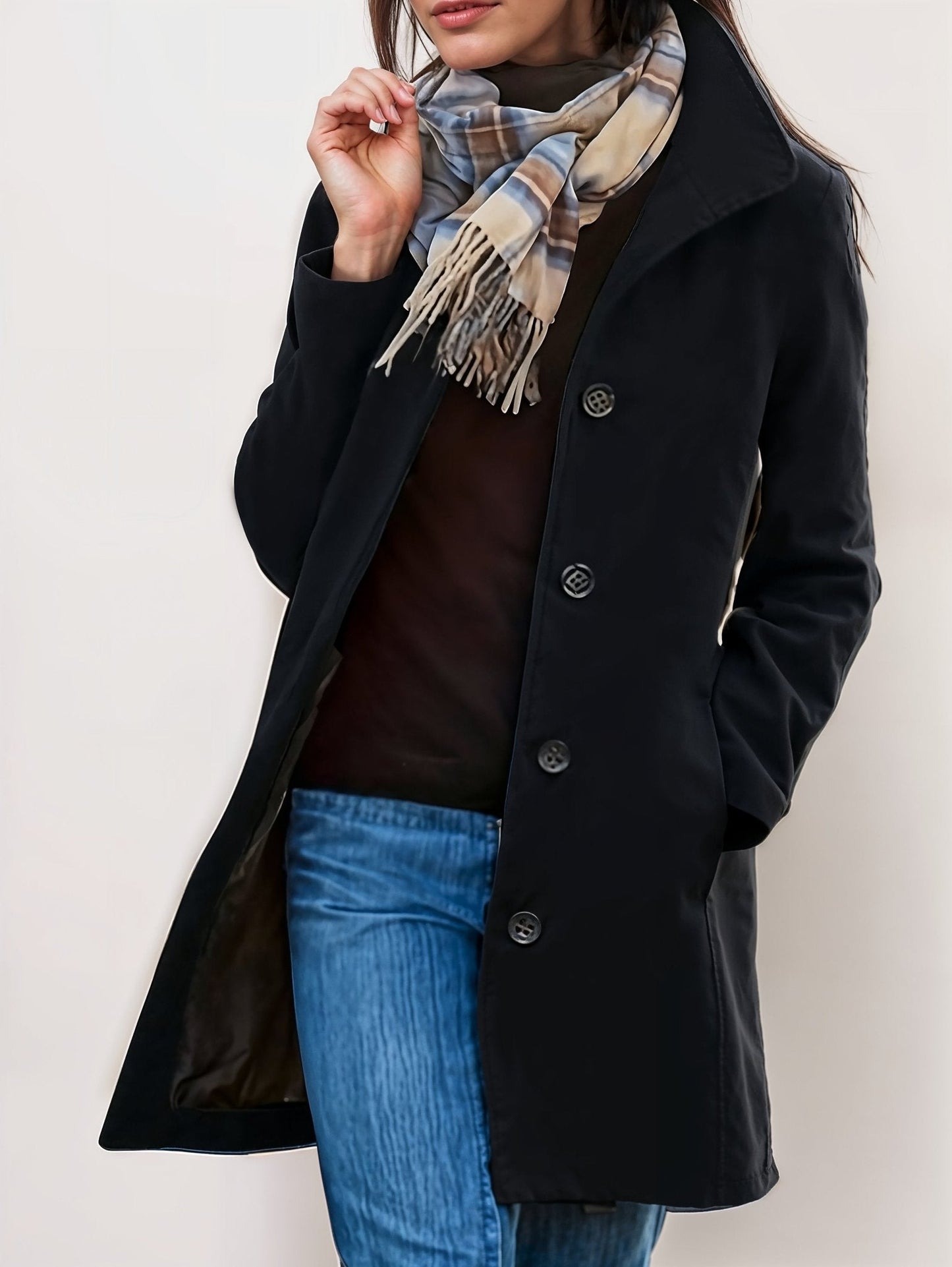 Yakira - Elegant button long warm coat