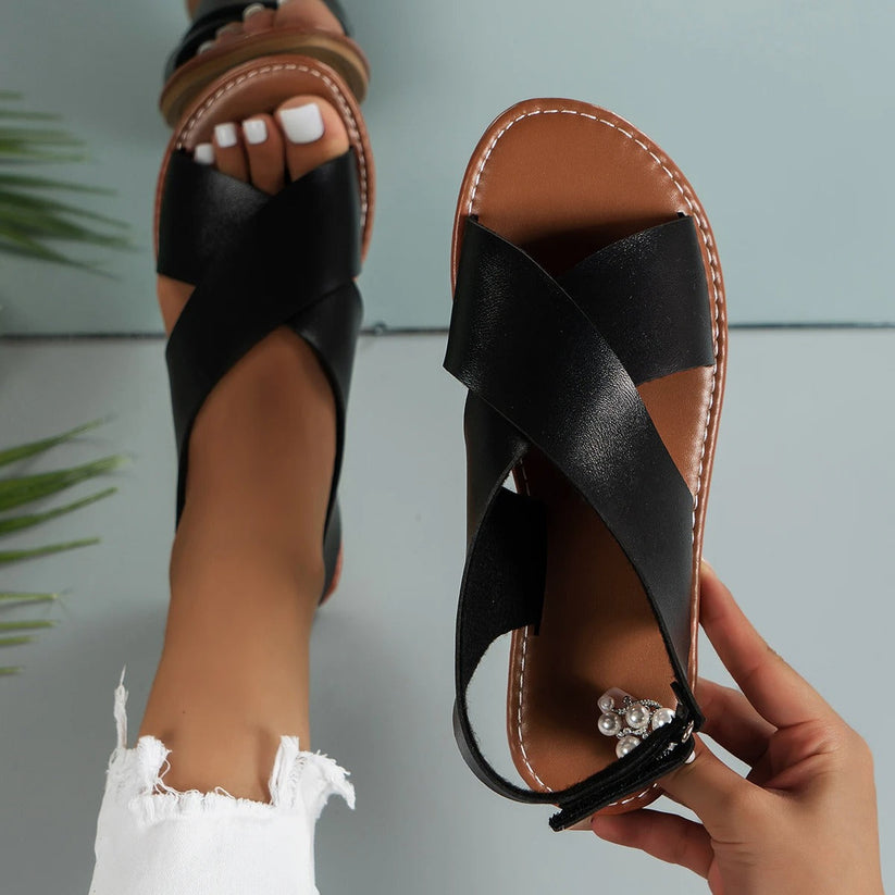 Eleanor Sandals | Chic Leather Buckle Sandals for Women | Stylish, Comfortable, Durable