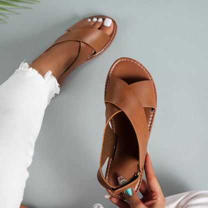 Eleanor Sandals | Chic Leather Buckle Sandals for Women | Stylish, Comfortable, Durable