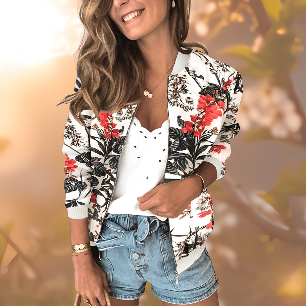 Aisling | Elegant Floral Print Women's Jacket | Stylish, Warm, Versatile