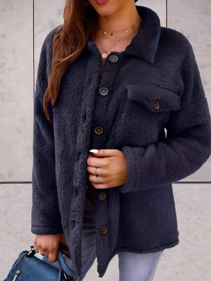 Vada - Cozy warm fleece button jacket