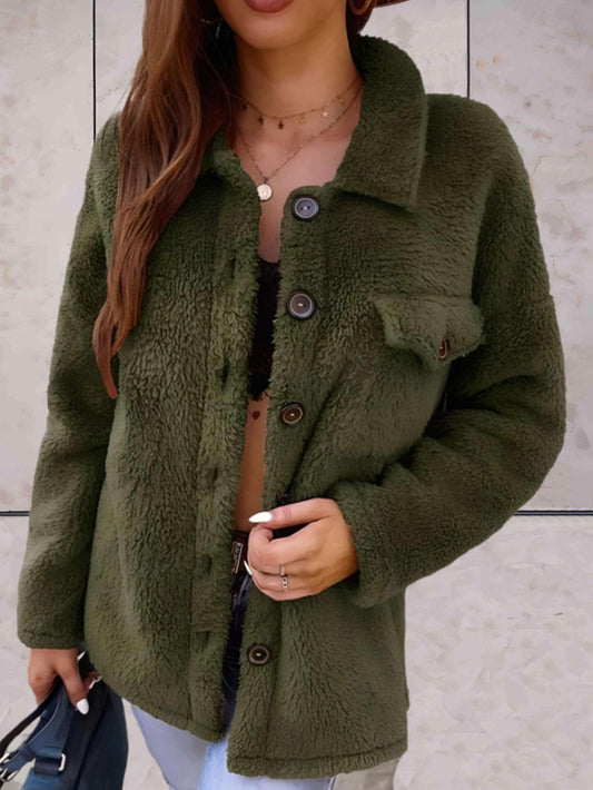 Vada - Cozy warm fleece button jacket