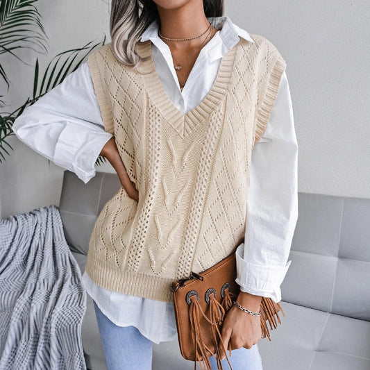 Qiana - Elegant Sleeveless Cable-Knit Vest