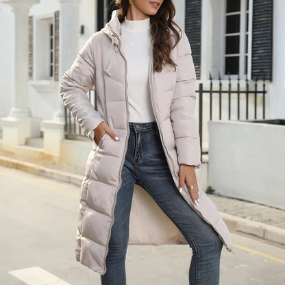 Quinnette - Long Hooded Quilted Casual Jacket