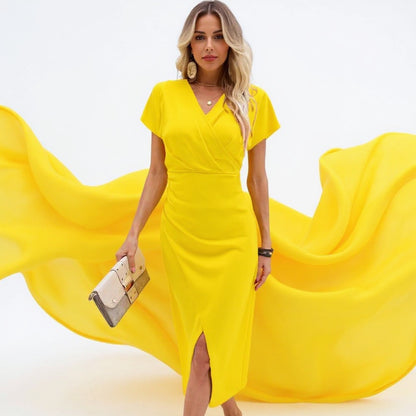 Women's Elegant Wrap Party Dress | Midi