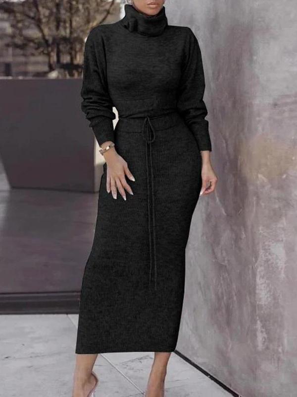 Lilyann - Elegant bodycon turtleneck sweater and long skirt set